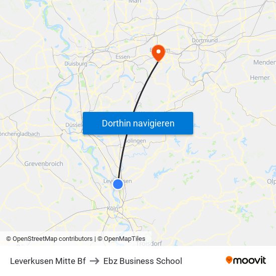 Leverkusen Mitte Bf to Ebz Business School map