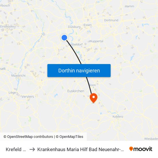 Krefeld Hbf to Krankenhaus Maria Hilf Bad Neuenahr-Ahrweiler map