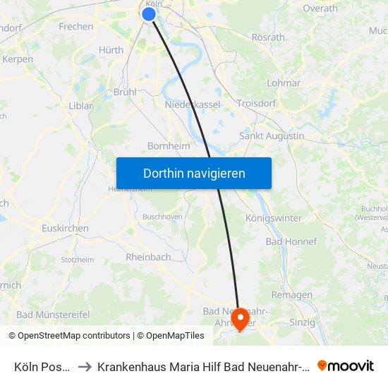 Köln Poststr. to Krankenhaus Maria Hilf Bad Neuenahr-Ahrweiler map