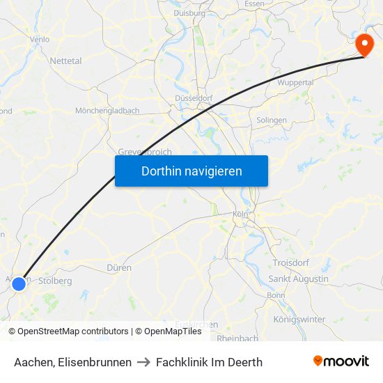 Aachen, Elisenbrunnen to Fachklinik Im Deerth map