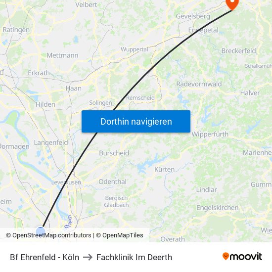 Bf Ehrenfeld - Köln to Fachklinik Im Deerth map