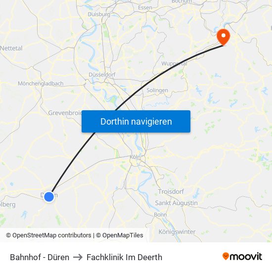 Bahnhof - Düren to Fachklinik Im Deerth map