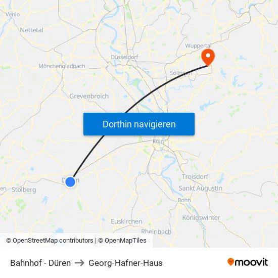 Bahnhof - Düren to Georg-Hafner-Haus map