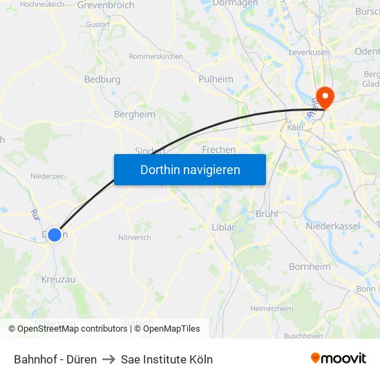 Bahnhof - Düren to Sae Institute Köln map