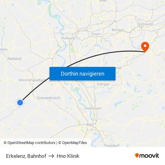 Erkelenz, Bahnhof to Hno Klinik map