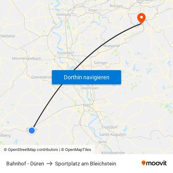 Bahnhof - Düren to Sportplatz am Bleichstein map