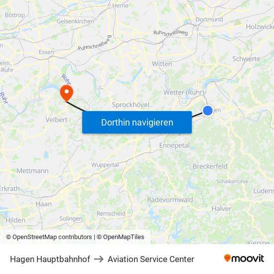 Hagen Hauptbahnhof to Aviation Service Center map