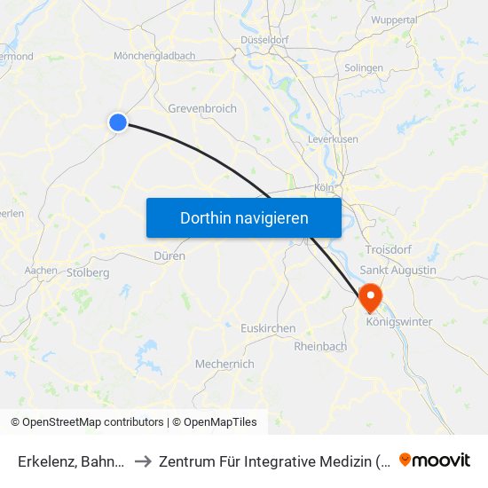 Erkelenz, Bahnhof to Zentrum Für Integrative Medizin (Zim) map