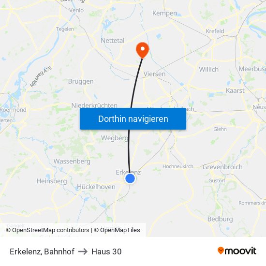 Erkelenz, Bahnhof to Haus 30 map