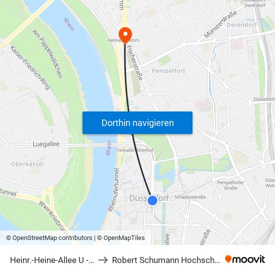 Heinr.-Heine-Allee U - Düsseldorf to Robert Schumann Hochschule Düsseldorf map