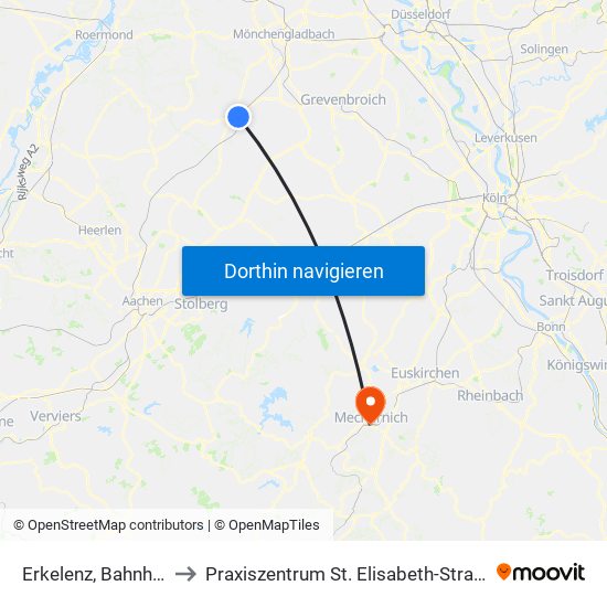 Erkelenz, Bahnhof to Praxiszentrum St. Elisabeth-Straße map