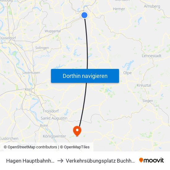 Hagen Hauptbahnhof to Verkehrsübungsplatz Buchholz map