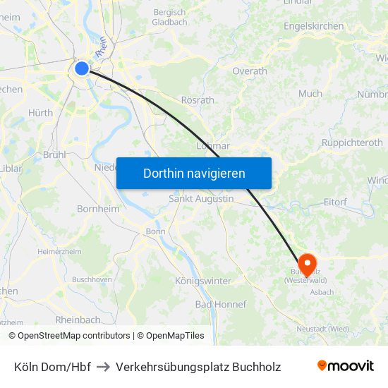 Köln Dom/Hbf to Verkehrsübungsplatz Buchholz map