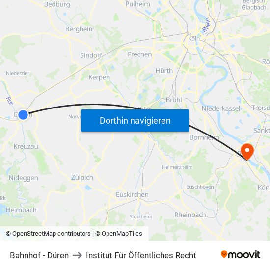 Bahnhof - Düren to Institut Für Öffentliches Recht map