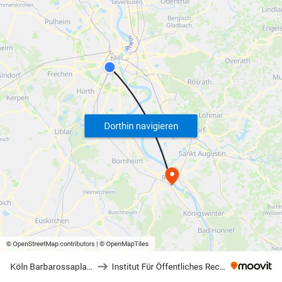 Köln Barbarossaplatz to Institut Für Öffentliches Recht map