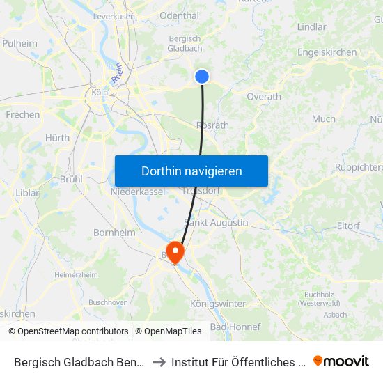 Bergisch Gladbach Bensberg to Institut Für Öffentliches Recht map