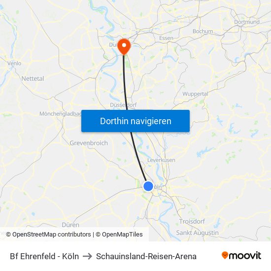 Bf Ehrenfeld - Köln to Schauinsland-Reisen-Arena map