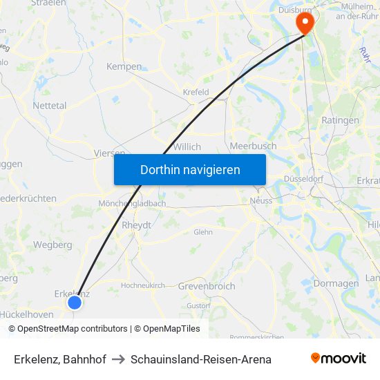 Erkelenz, Bahnhof to Schauinsland-Reisen-Arena map