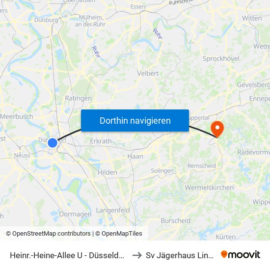 Heinr.-Heine-Allee U - Düsseldorf to Sv Jägerhaus Linde map