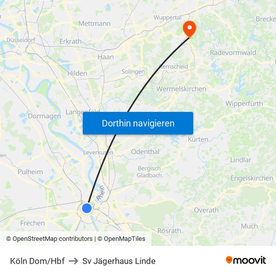 Köln Dom/Hbf to Sv Jägerhaus Linde map