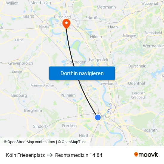 Köln Friesenplatz to Rechtsmedizin 14.84 map