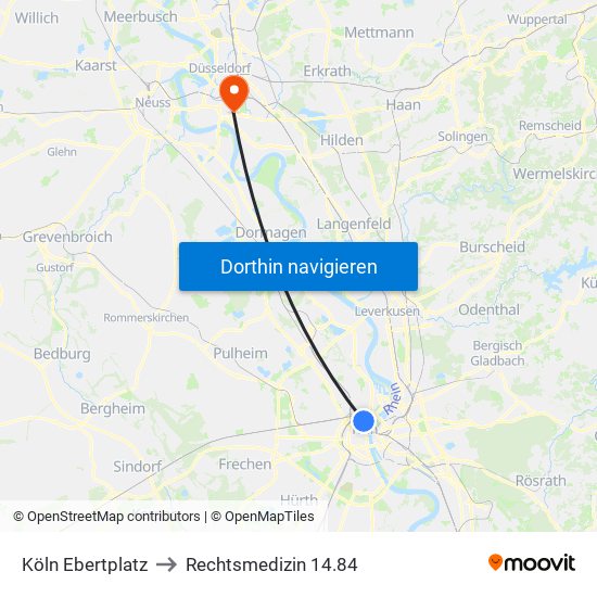 Köln Ebertplatz to Rechtsmedizin 14.84 map