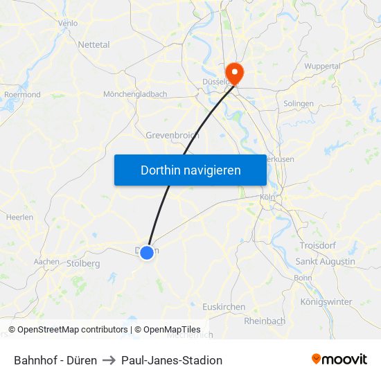 Bahnhof - Düren to Paul-Janes-Stadion map