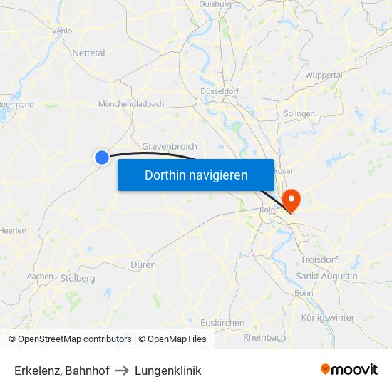 Erkelenz, Bahnhof to Lungenklinik map