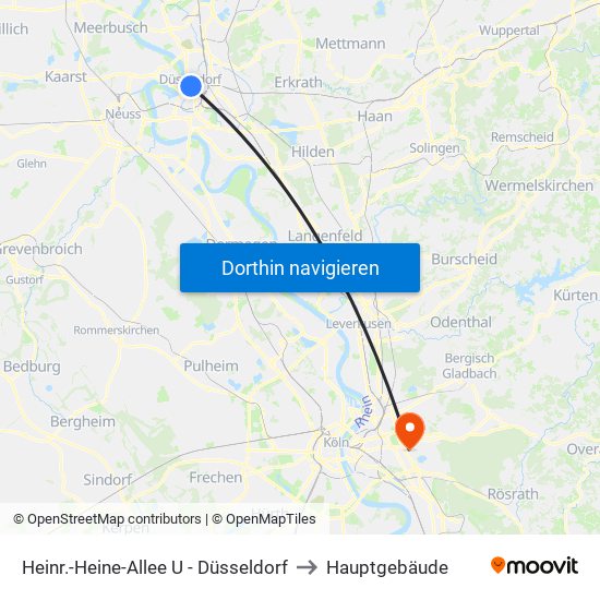 Heinr.-Heine-Allee U - Düsseldorf to Hauptgebäude map