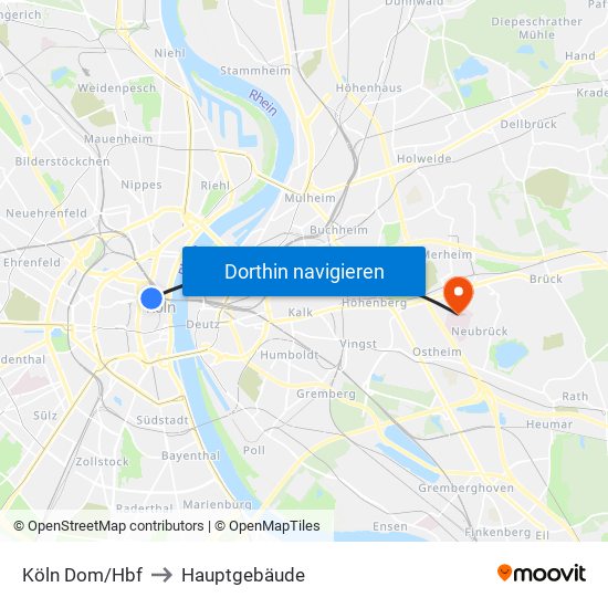 Köln Dom/Hbf to Hauptgebäude map