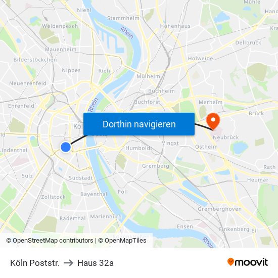 Köln Poststr. to Haus 32a map