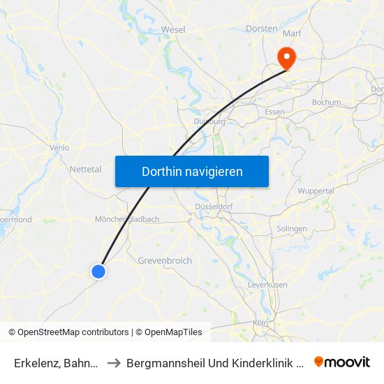 Erkelenz, Bahnhof to Bergmannsheil Und Kinderklinik Buer map