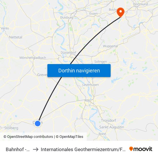 Bahnhof - Düren to Internationales Geothermiezentrum / Fraunhofer-Institut map