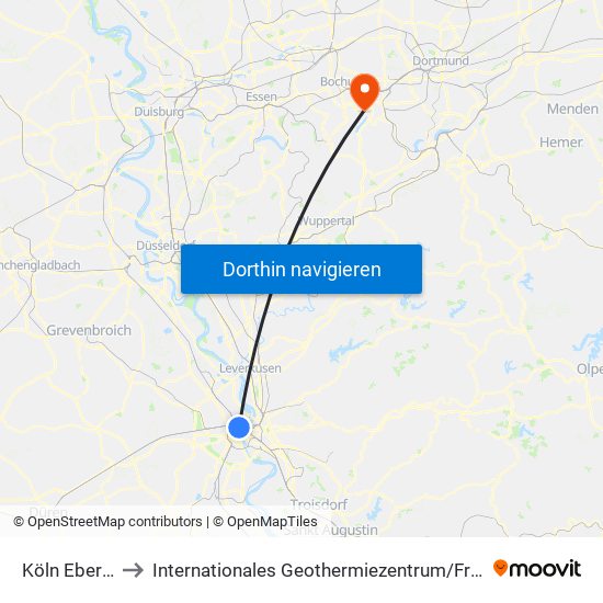 Köln Ebertplatz to Internationales Geothermiezentrum / Fraunhofer-Institut map