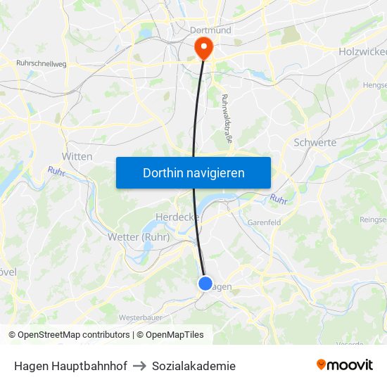 Hagen Hauptbahnhof to Sozialakademie map