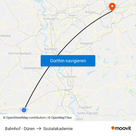 Bahnhof - Düren to Sozialakademie map