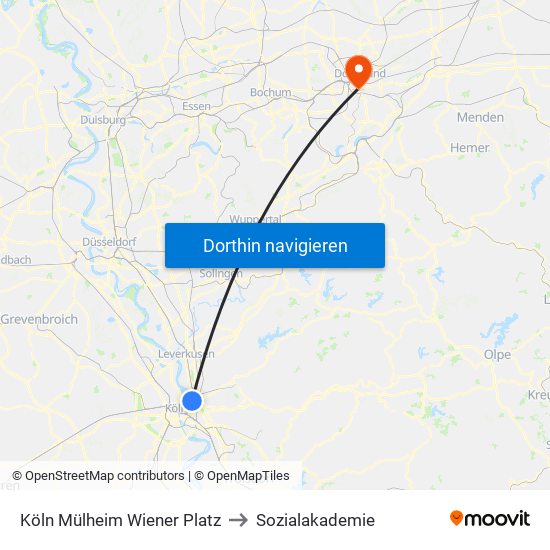 Köln Mülheim Wiener Platz to Sozialakademie map