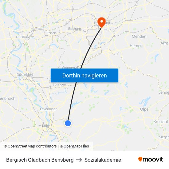 Bergisch Gladbach Bensberg to Sozialakademie map
