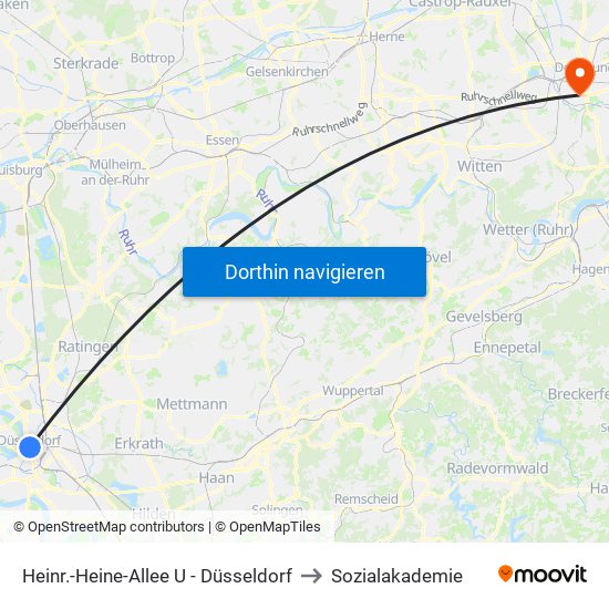 Heinr.-Heine-Allee U - Düsseldorf to Sozialakademie map