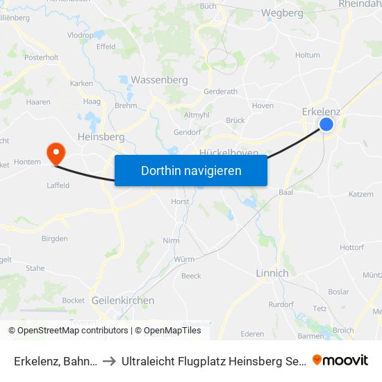 Erkelenz, Bahnhof to Ultraleicht Flugplatz Heinsberg Selfkant map