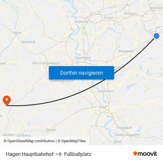 Hagen Hauptbahnhof to Fußballplatz map