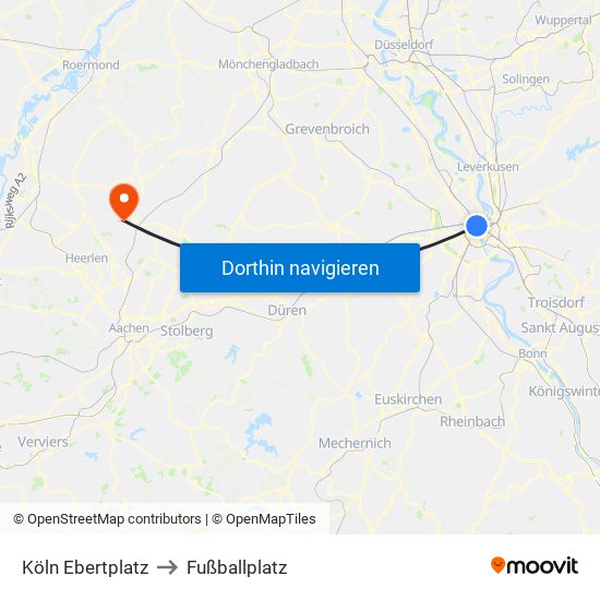 Köln Ebertplatz to Fußballplatz map