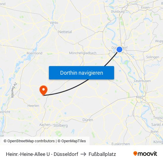 Heinr.-Heine-Allee U - Düsseldorf to Fußballplatz map