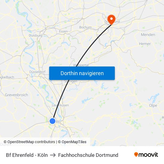 Bf Ehrenfeld - Köln to Fachhochschule Dortmund map