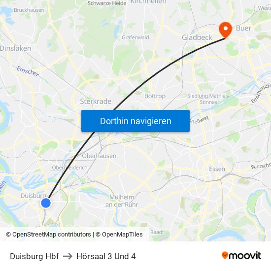 Duisburg Hbf to Hörsaal 3 Und 4 map