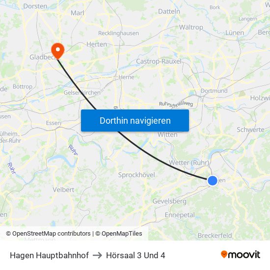Hagen Hauptbahnhof to Hörsaal 3 Und 4 map