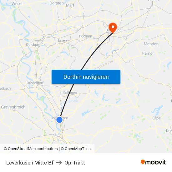 Leverkusen Mitte Bf to Op-Trakt map