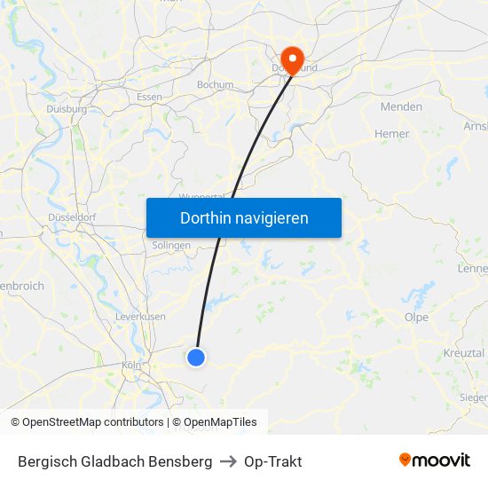 Bergisch Gladbach Bensberg to Op-Trakt map