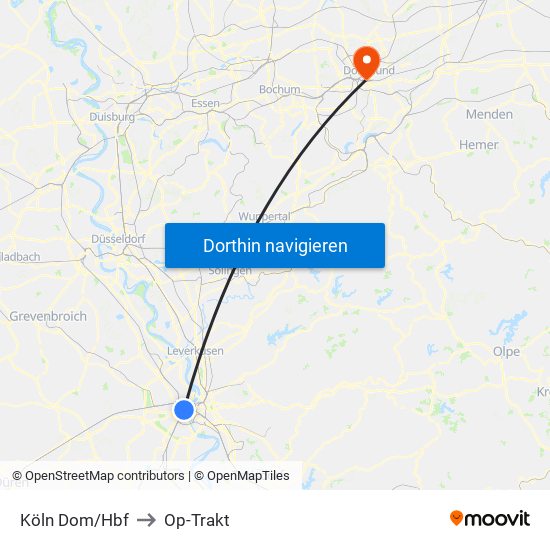 Köln Dom/Hbf to Op-Trakt map
