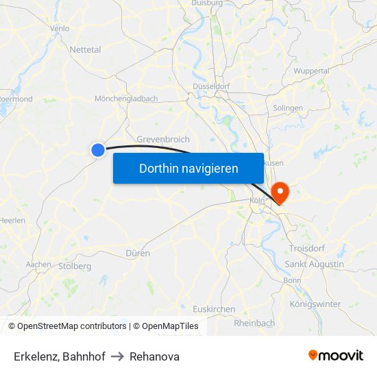 Erkelenz, Bahnhof to Rehanova map